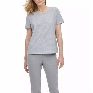 Calvin klein Textured Stripe Knit Short Sleeve Top